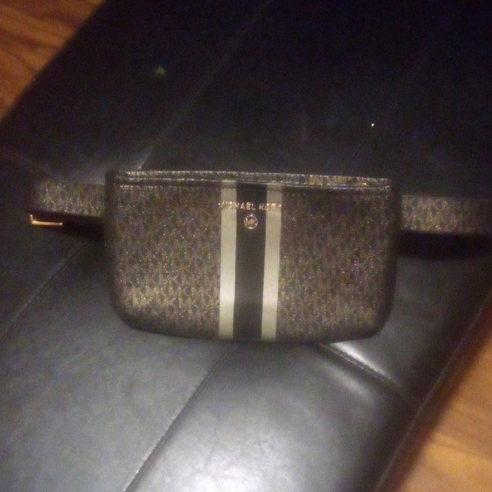 Michael Kors Black and Gold Belt Bag